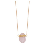 Necklace Wrapped Raw mini Rose Quartz - 18k Gold Plated