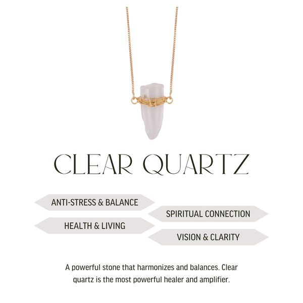 MINI Clear Quartz Wrapped Necklace - 18k Gold Plated
