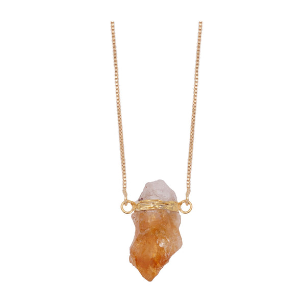 Necklace Wrapped mini Raw Citrine -18k Gold Plated