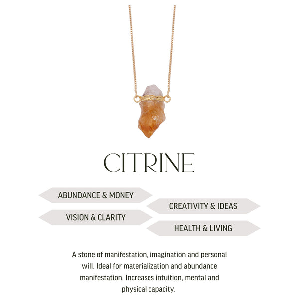 Citrine - Wrapped Necklace Raw - Gold Plated - S