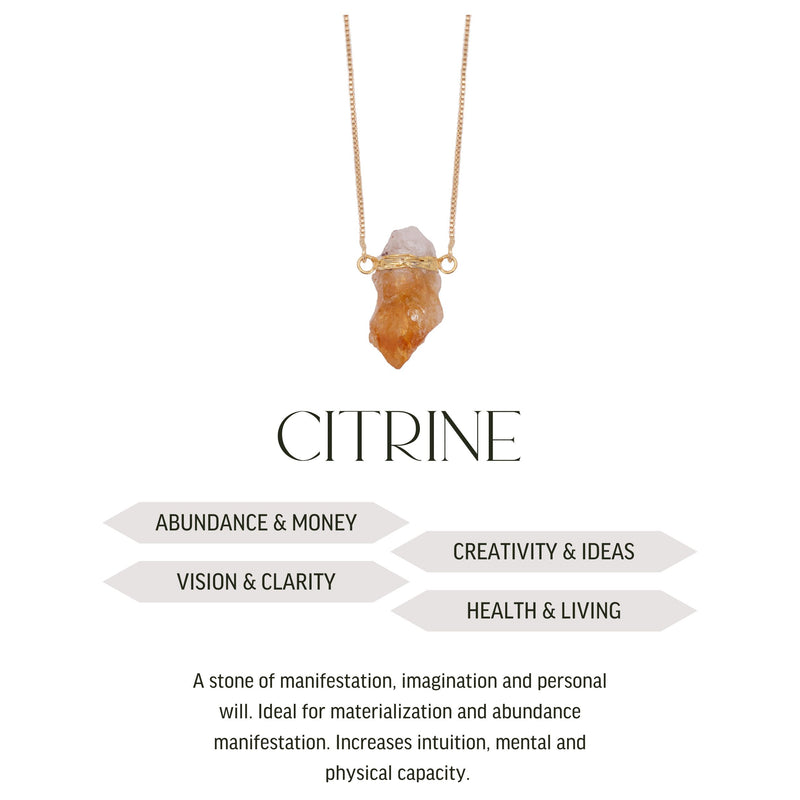Necklace Wrapped mini Raw Citrine -18k Gold Plated