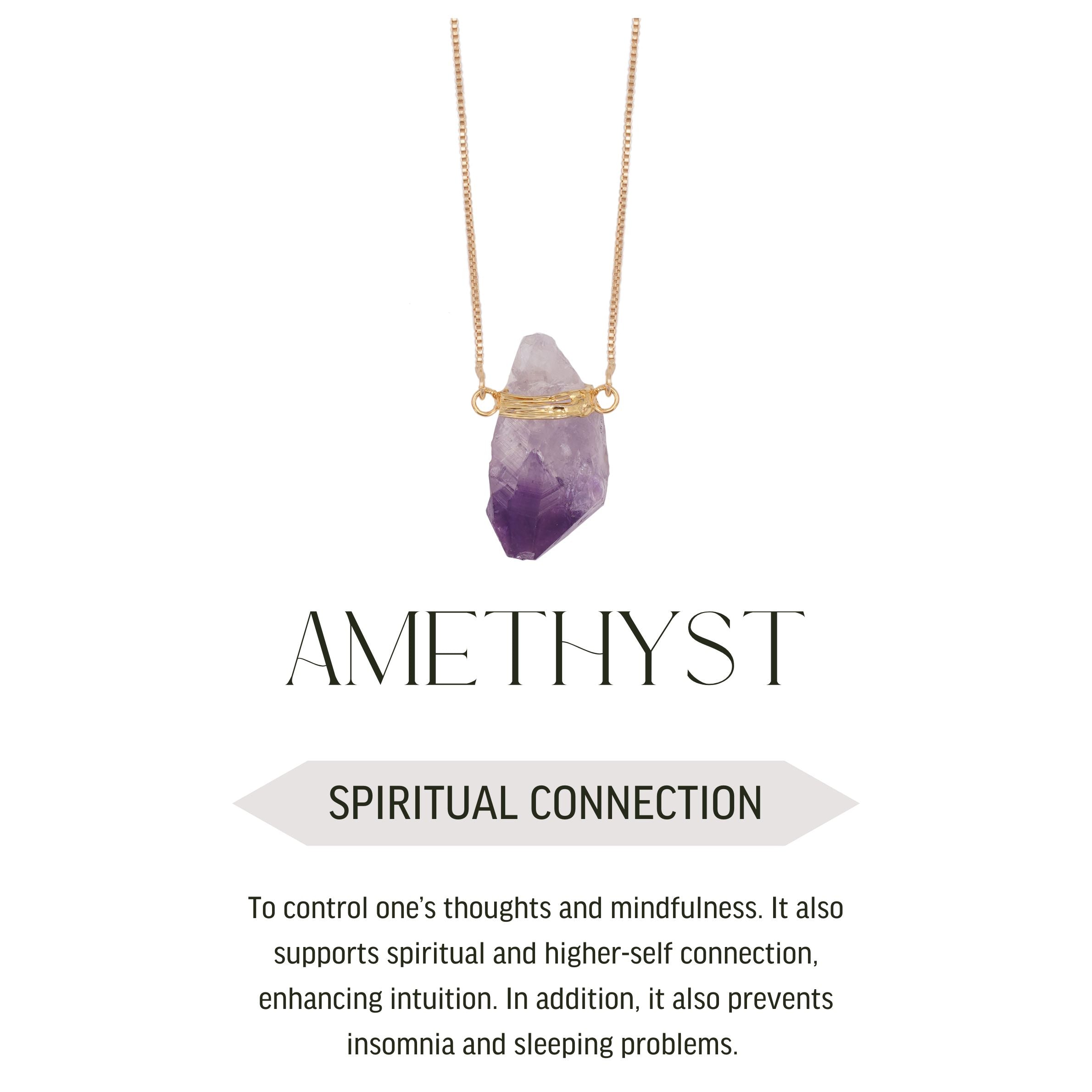 Amethist - Verpakte ketting Ruw - Verguld - S