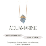 Aquamarine - Wrapped Necklace Raw - Gold Plated - S