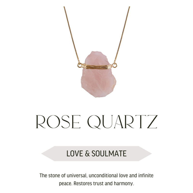 Necklace Rose Quartz Raw - Gold Plated