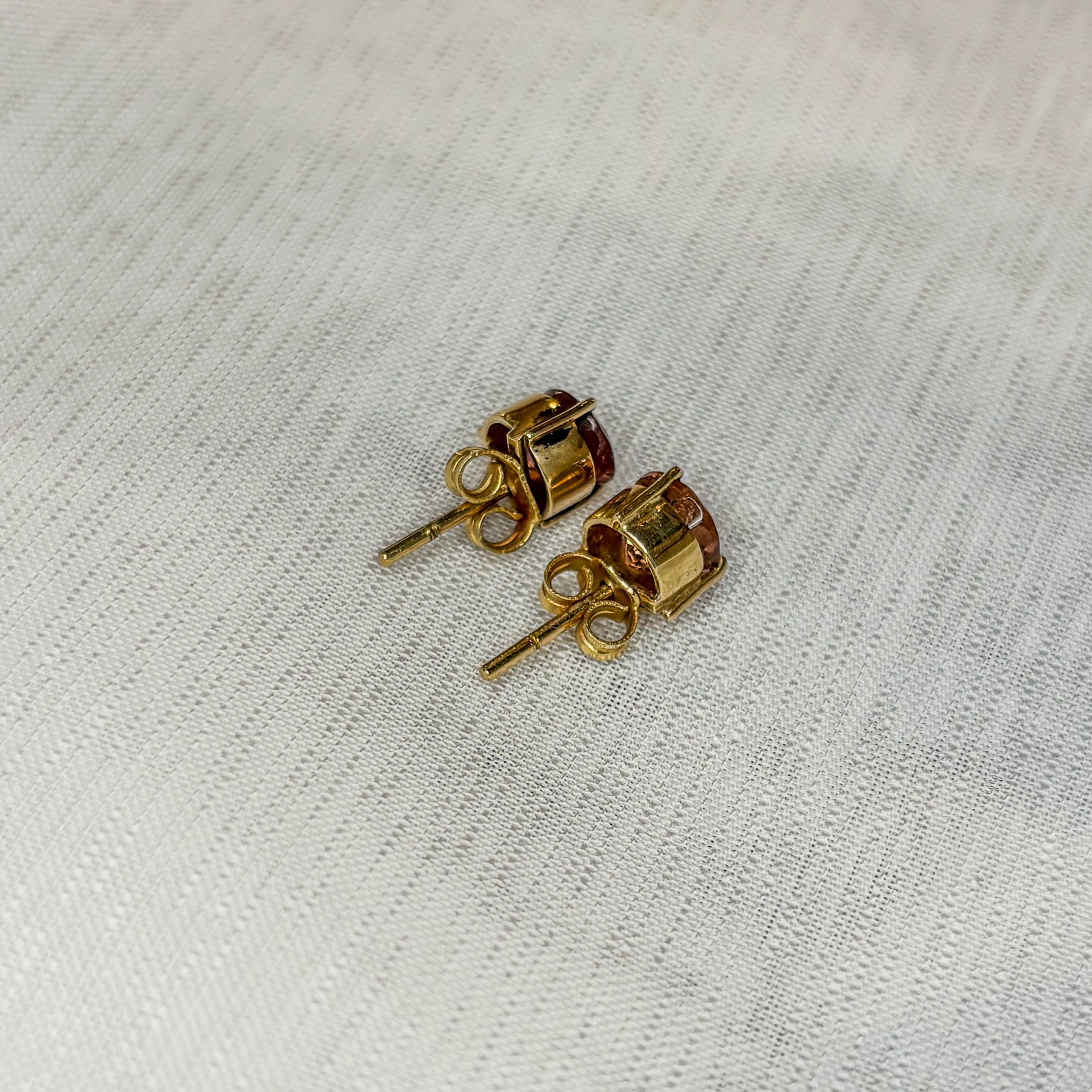Oorbellen Roze Toermalijn 14k Goud - 2,03g