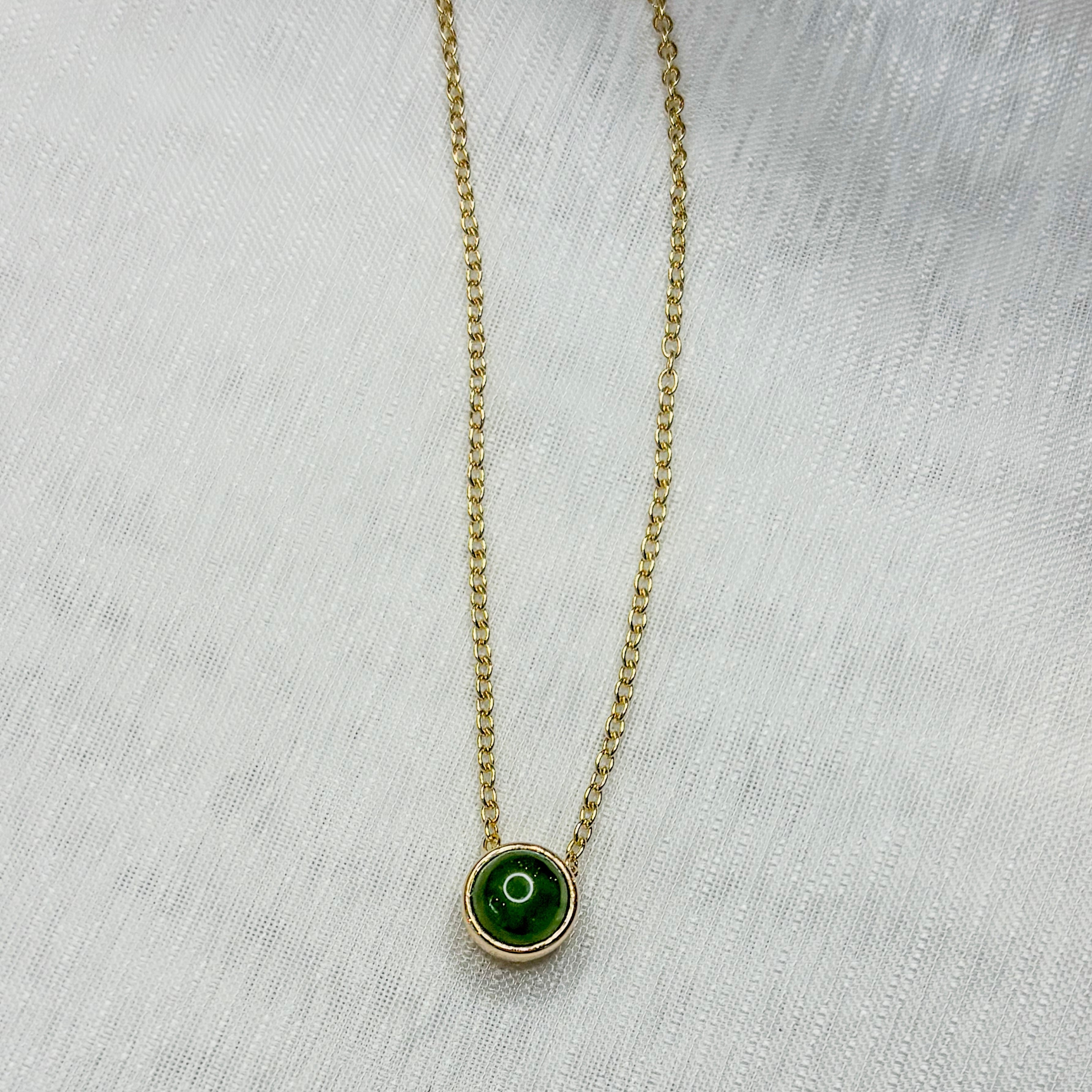 Jade Oval Necklace - Vermeil and Sterling Silver Options