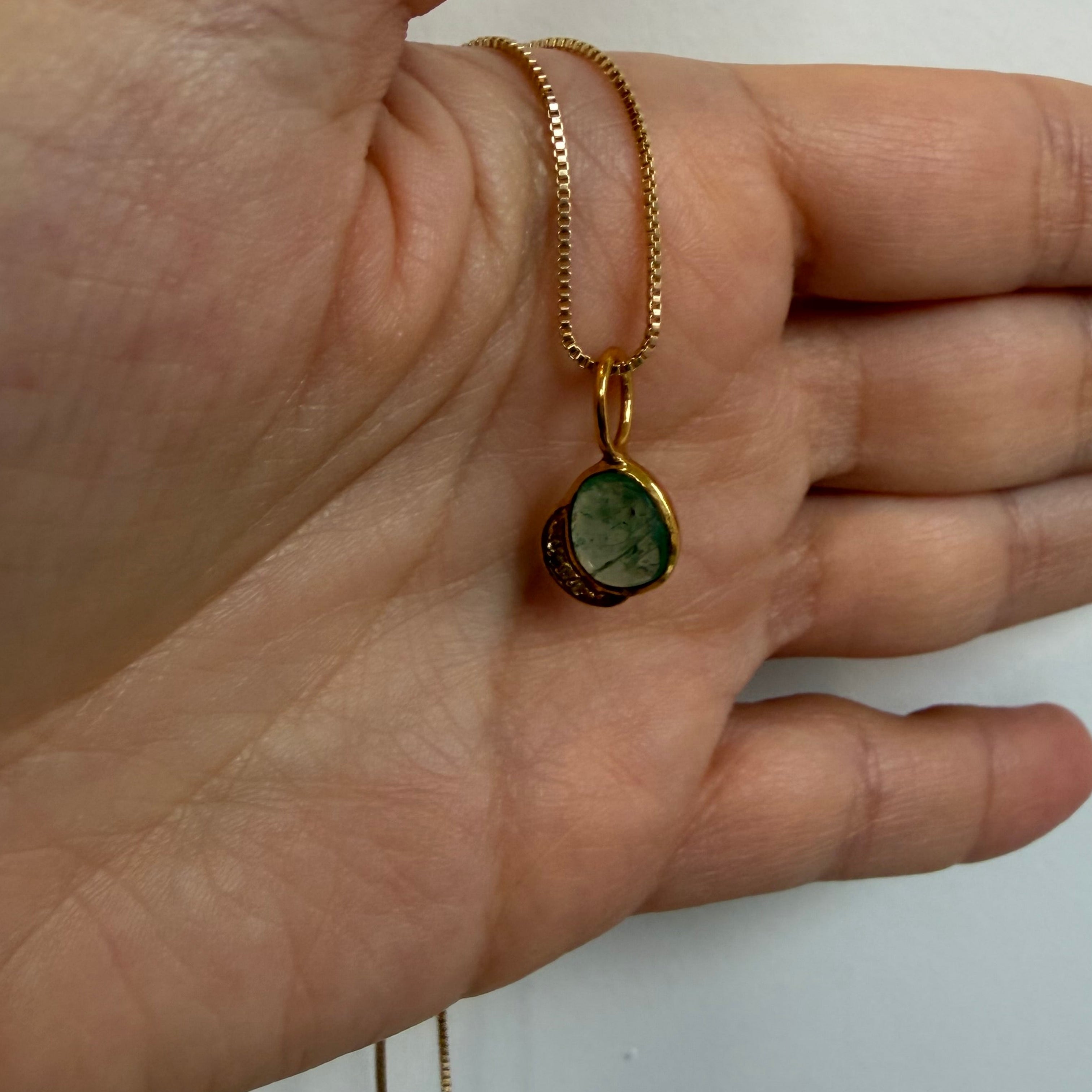 Emerald & Diamond - Cosmic Harmony Pendant - Gold Plated - Mystic Star