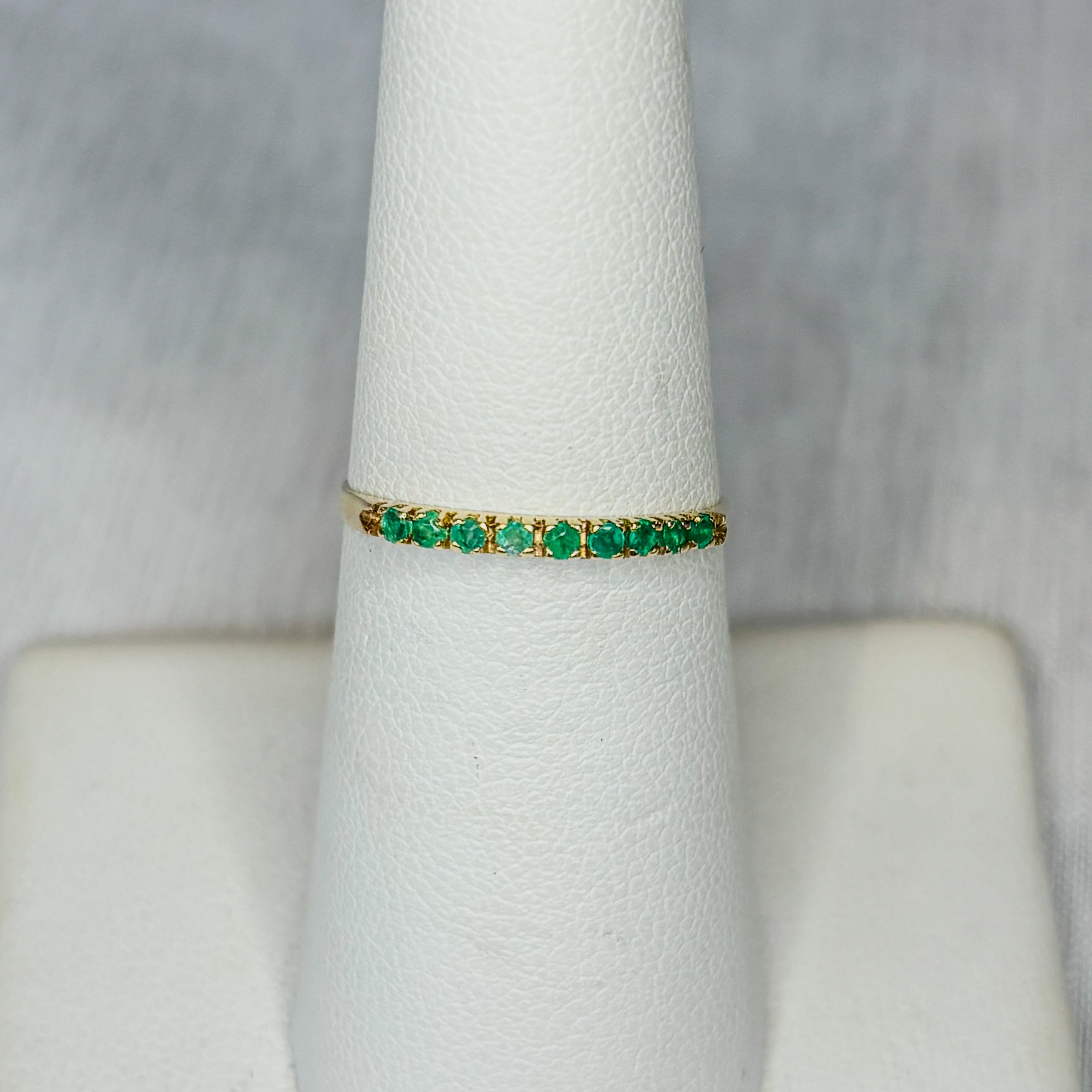Emerald Half Eternity Band Ring - 18k Solid Gold
