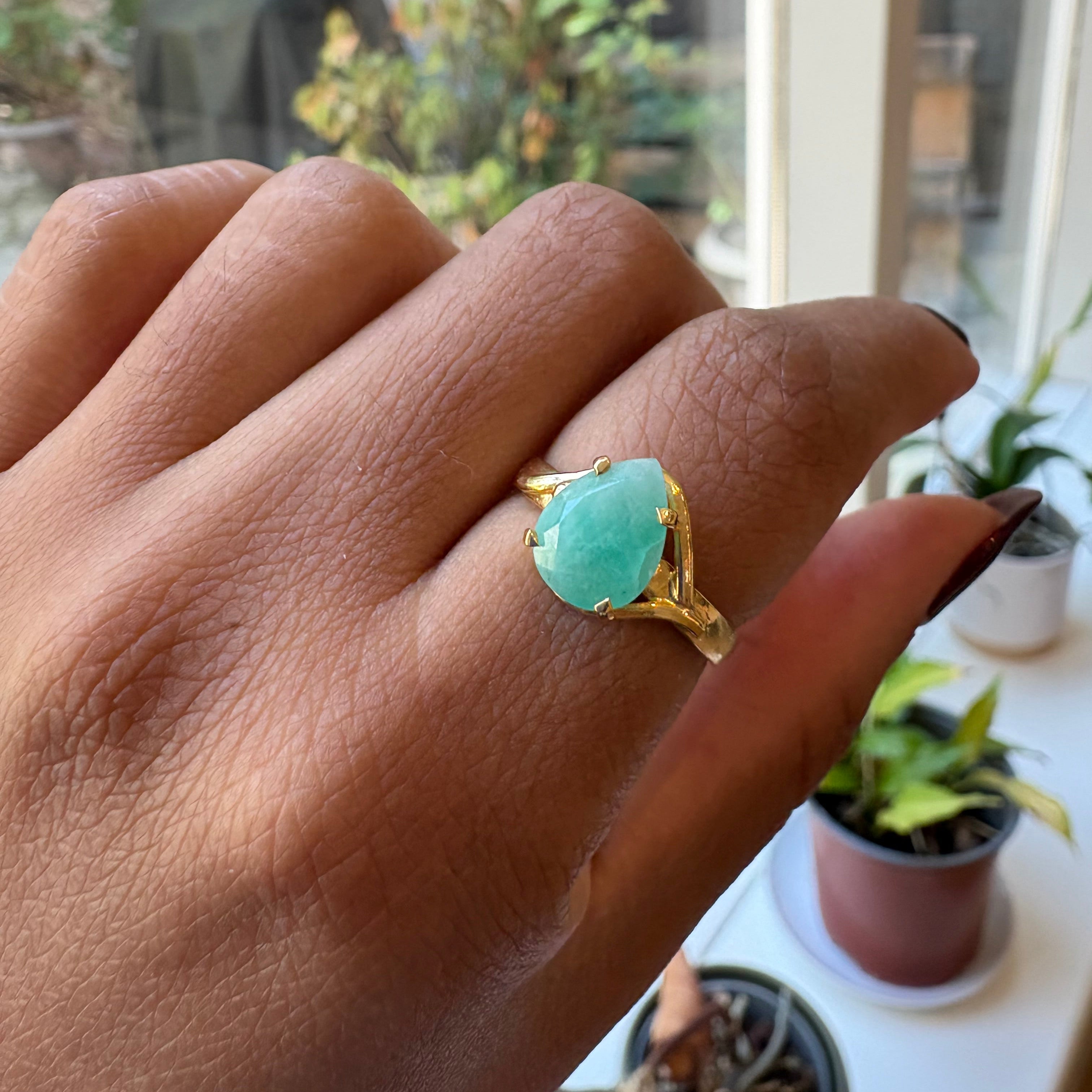 Emerald Radiant Cut - Ring - Gold Plated