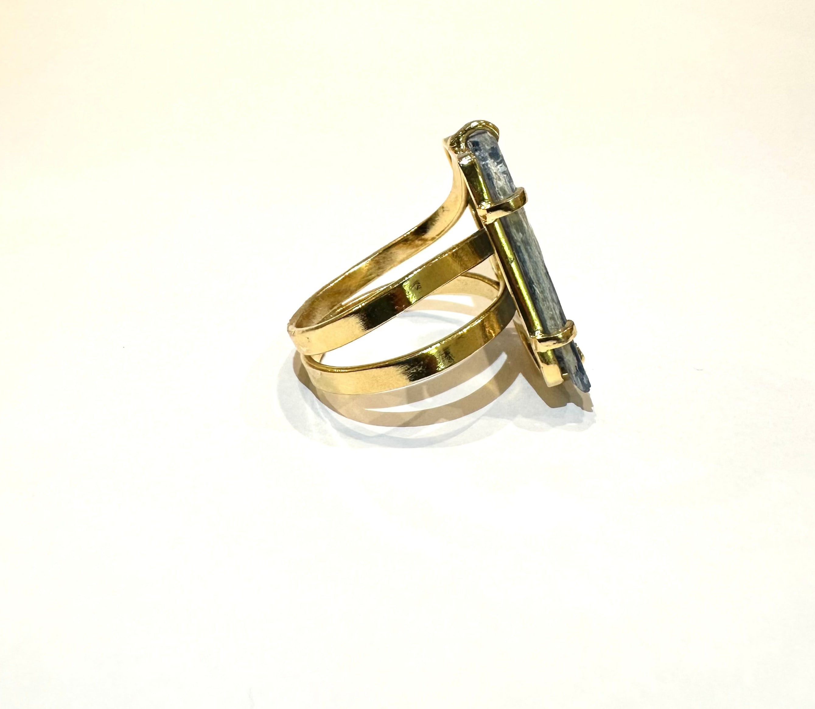 Blue Kyanite Raw Ring - Gold Plated