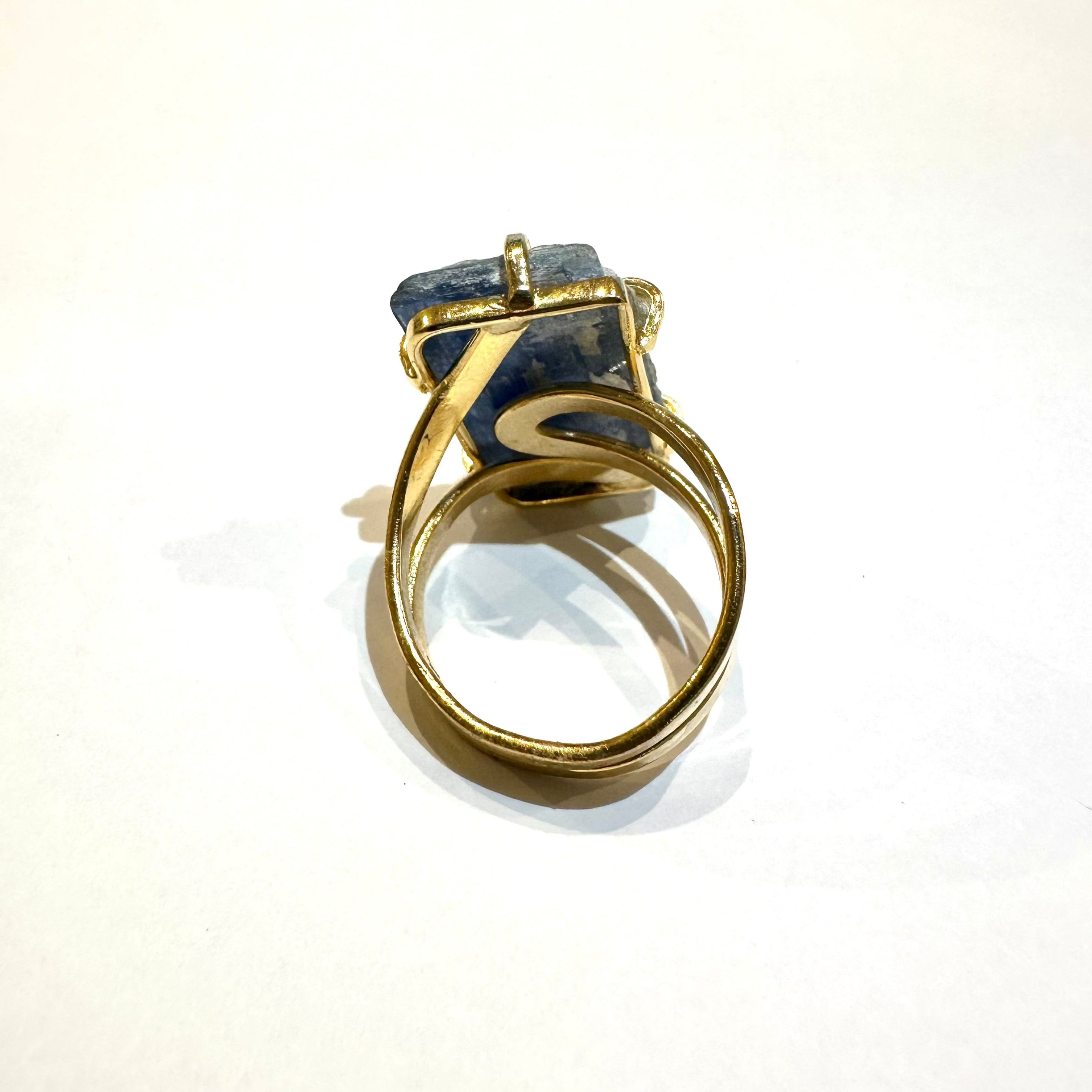 Blue Kyanite Raw Ring - Gold Plated