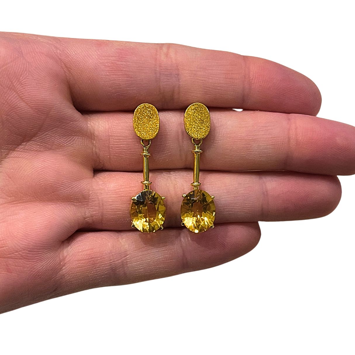 Citrine - Dangling Earring - 14k Solid Gold