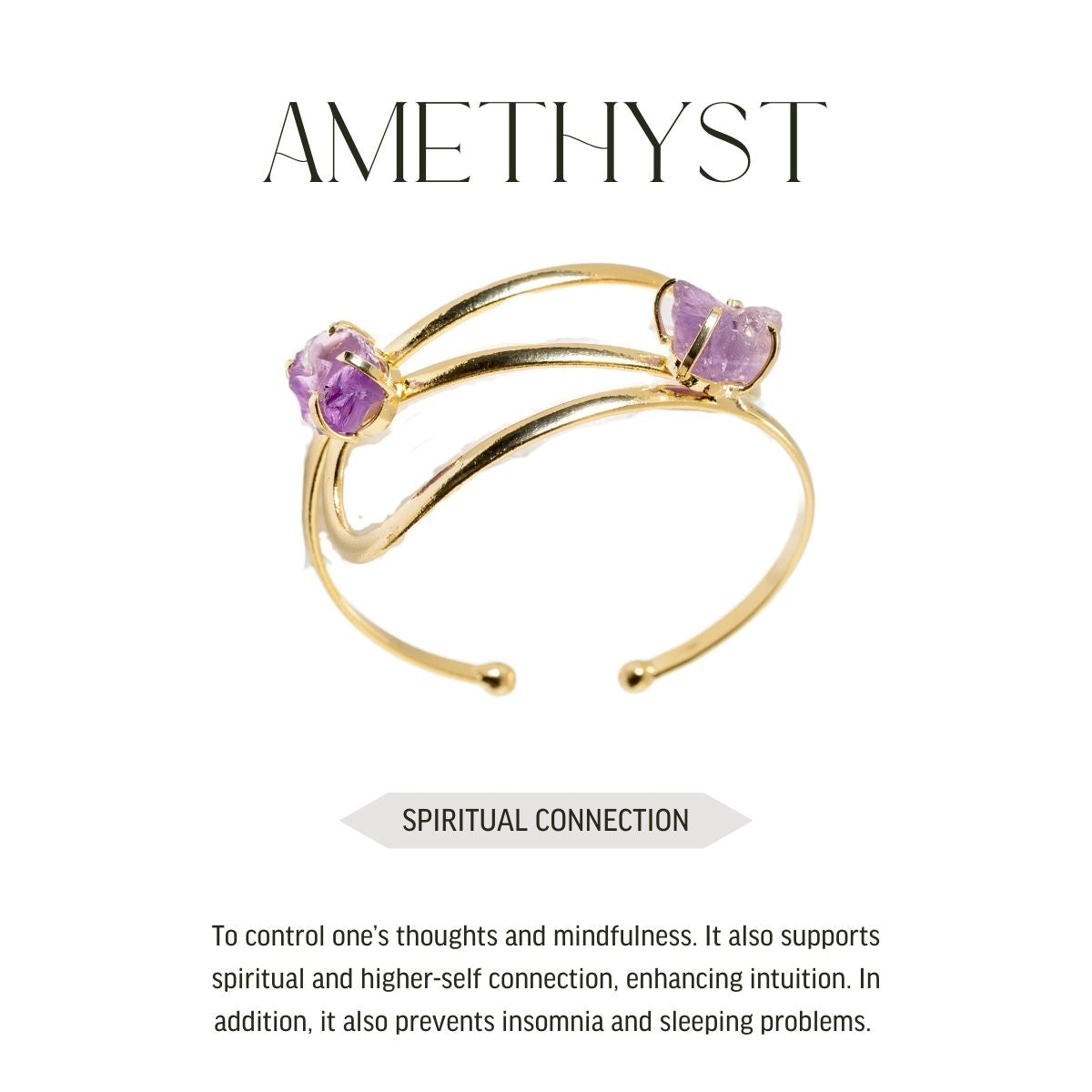 Amethyst - Infinity Bracelet - 18K Gold Plated