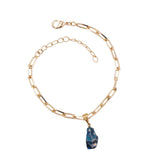 Blue Apatite - Charm Bracelet - Raw - Gold Plated