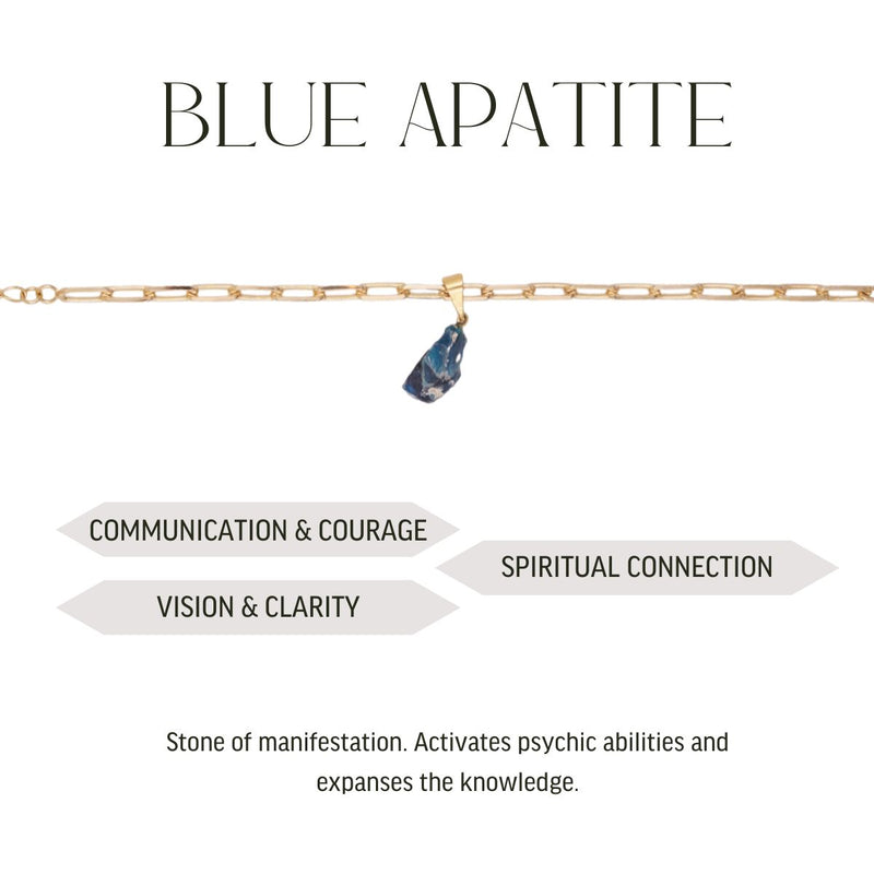 Blue Apatite - Charm Bracelet - Raw - Gold Plated