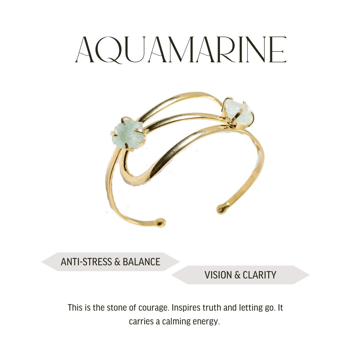 Aquamarine - Infinity Bracelet - 18K Gold Plated