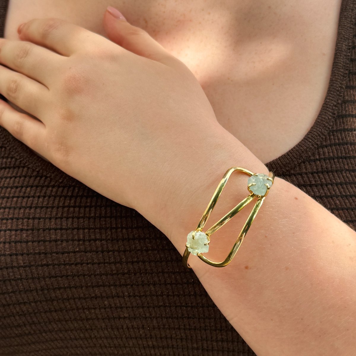 Aquamarine - Infinity Bracelet - 18K Gold Plated