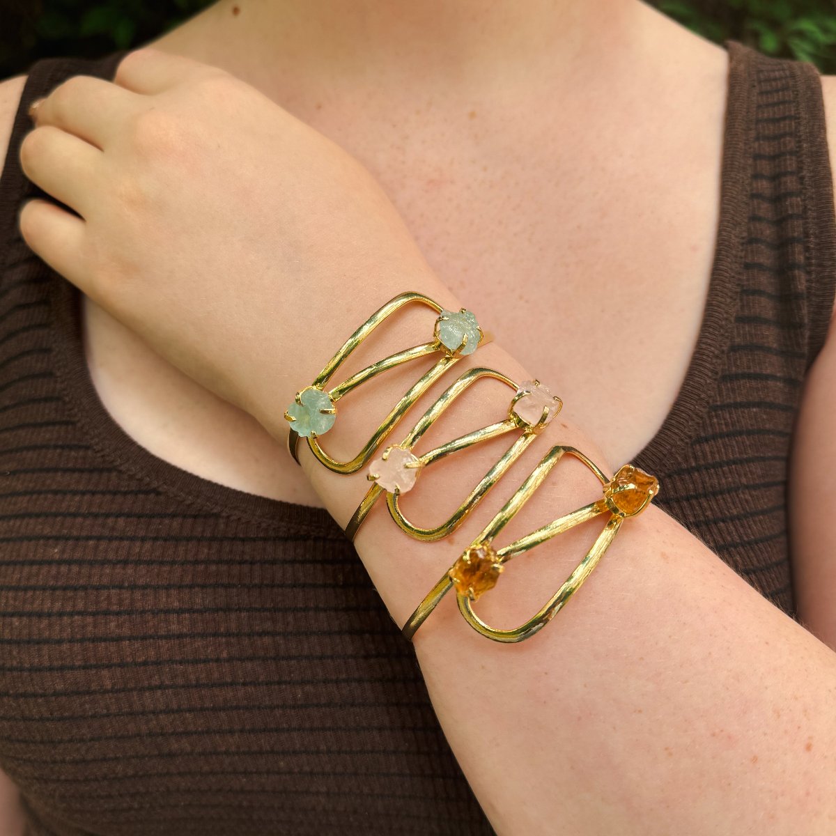 Aquamarine - Infinity Bracelet - 18K Gold Plated