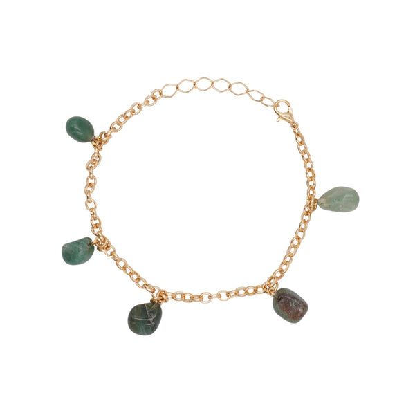 Green Quartz - Tumbled 5 Stones - Bracelet - Gold Plated
