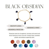 Black Obsidian - Tumbled 5 Stones - Bracelet - Gold Plated