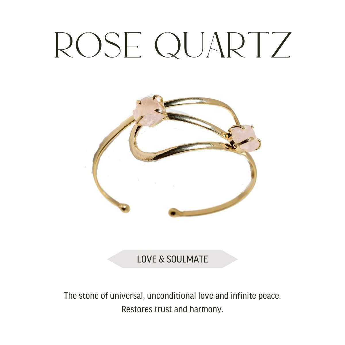 Rose Quartz - Infinity Bracelet - 18K Gold Plated