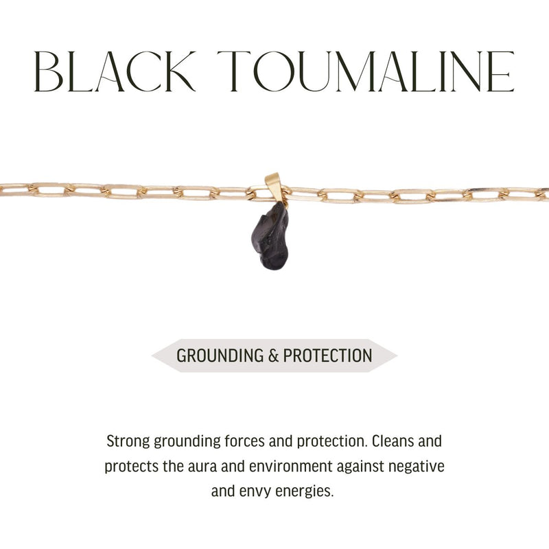 Raw Black Tourmaline - 18k Gold Plated Bracelet