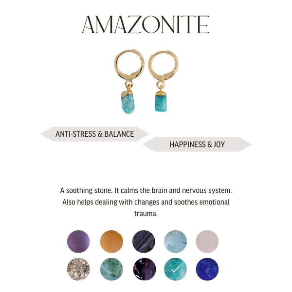 Amazonite - Raw Hoop Earrings - 18k Gold Plated