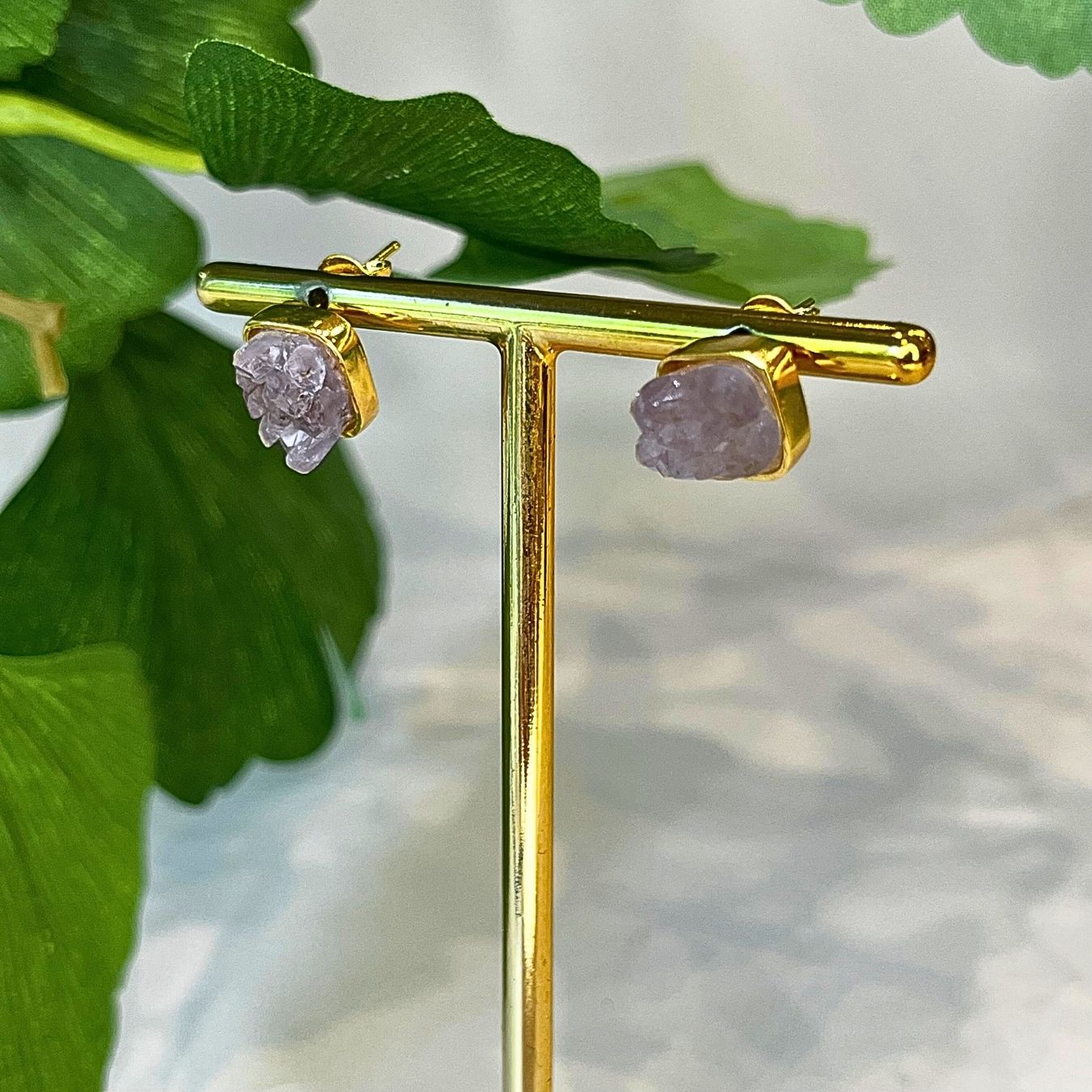 Amethyst - Geode Earrings - Gold Plated