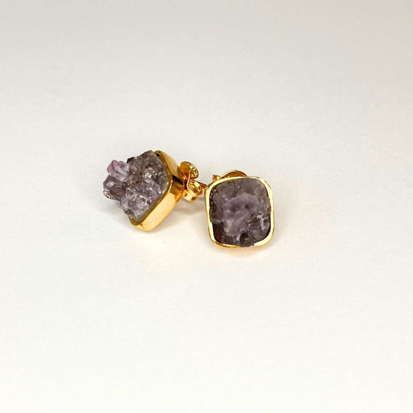 Amethyst - Geode Earrings - Gold Plated