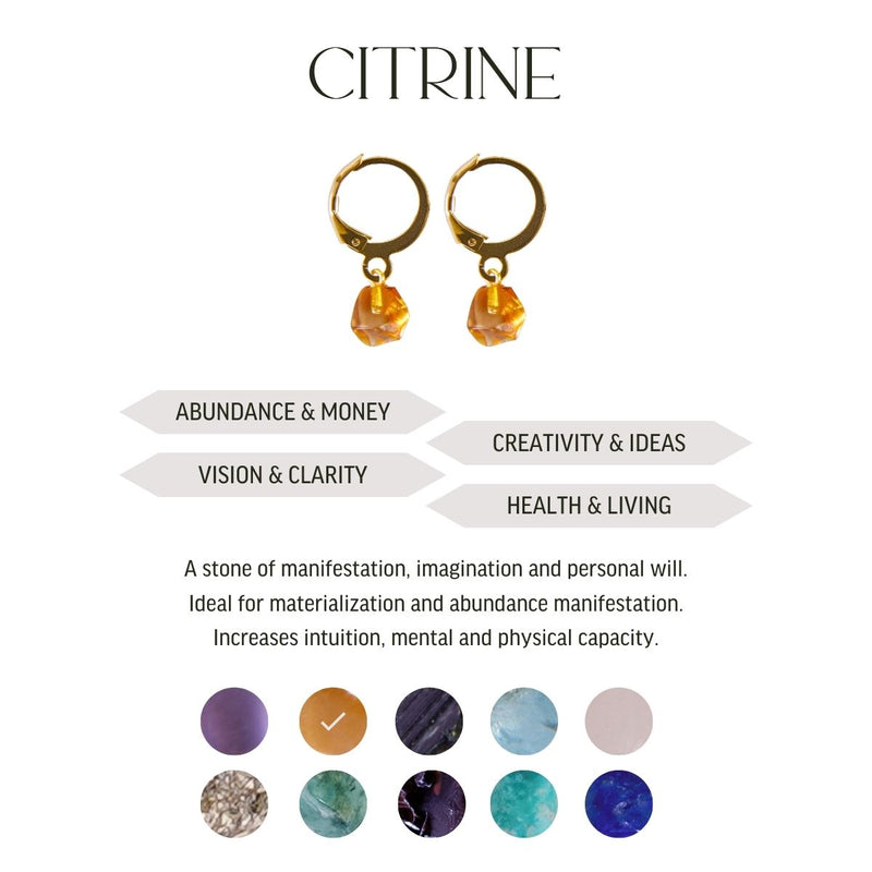 Citrine Hoops Earrings - 18k Gold Plated