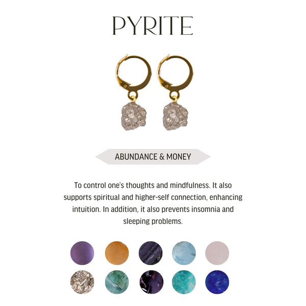 Pyrite - Raw Hoop Earrings - Gold Plated
