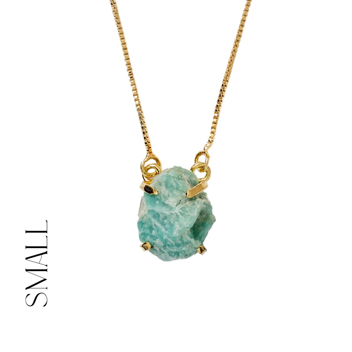 Small Amazonite - Lollipop Necklace - 18K Gold Plated