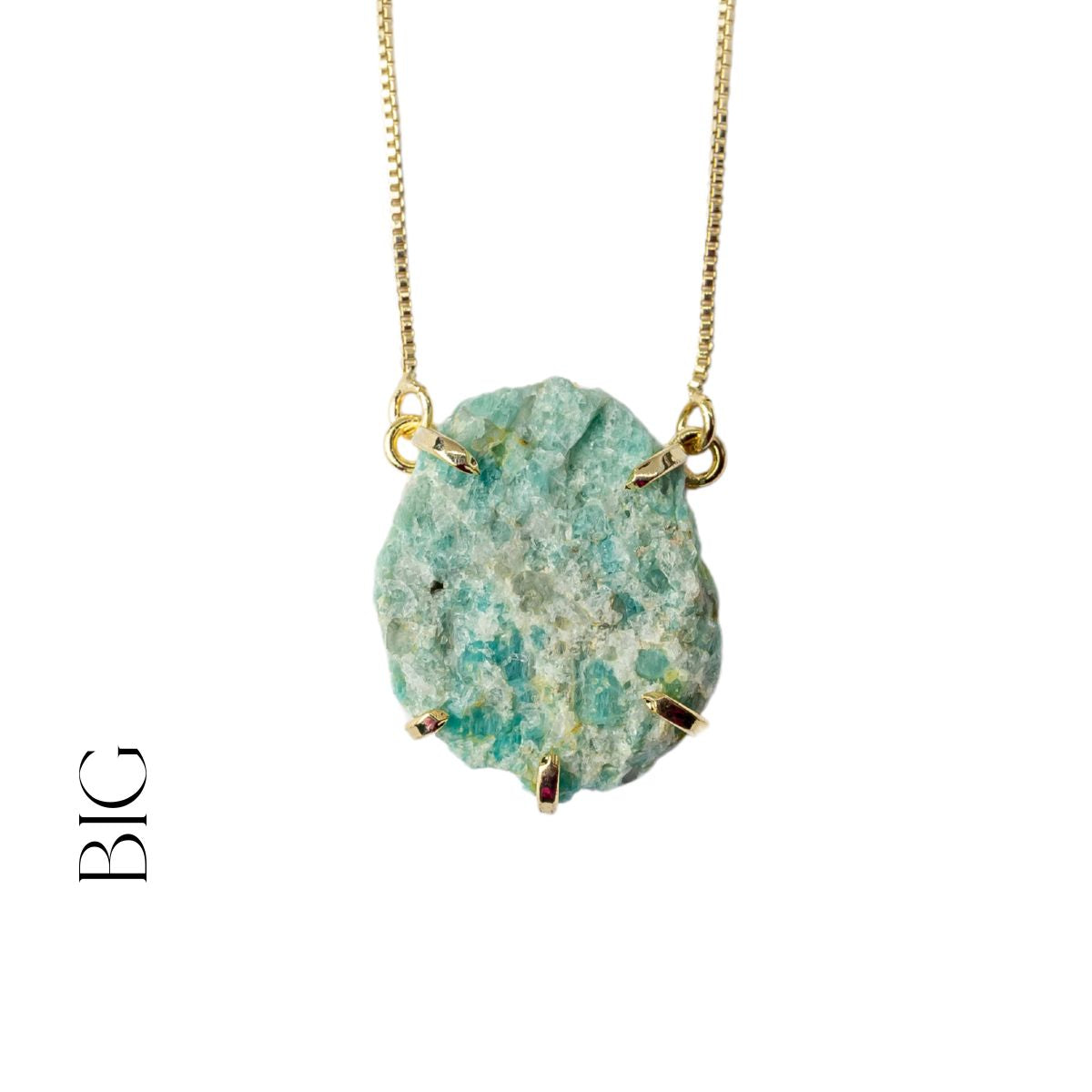 Big Amazonite - Lollipop Necklace - 18K Gold Plated