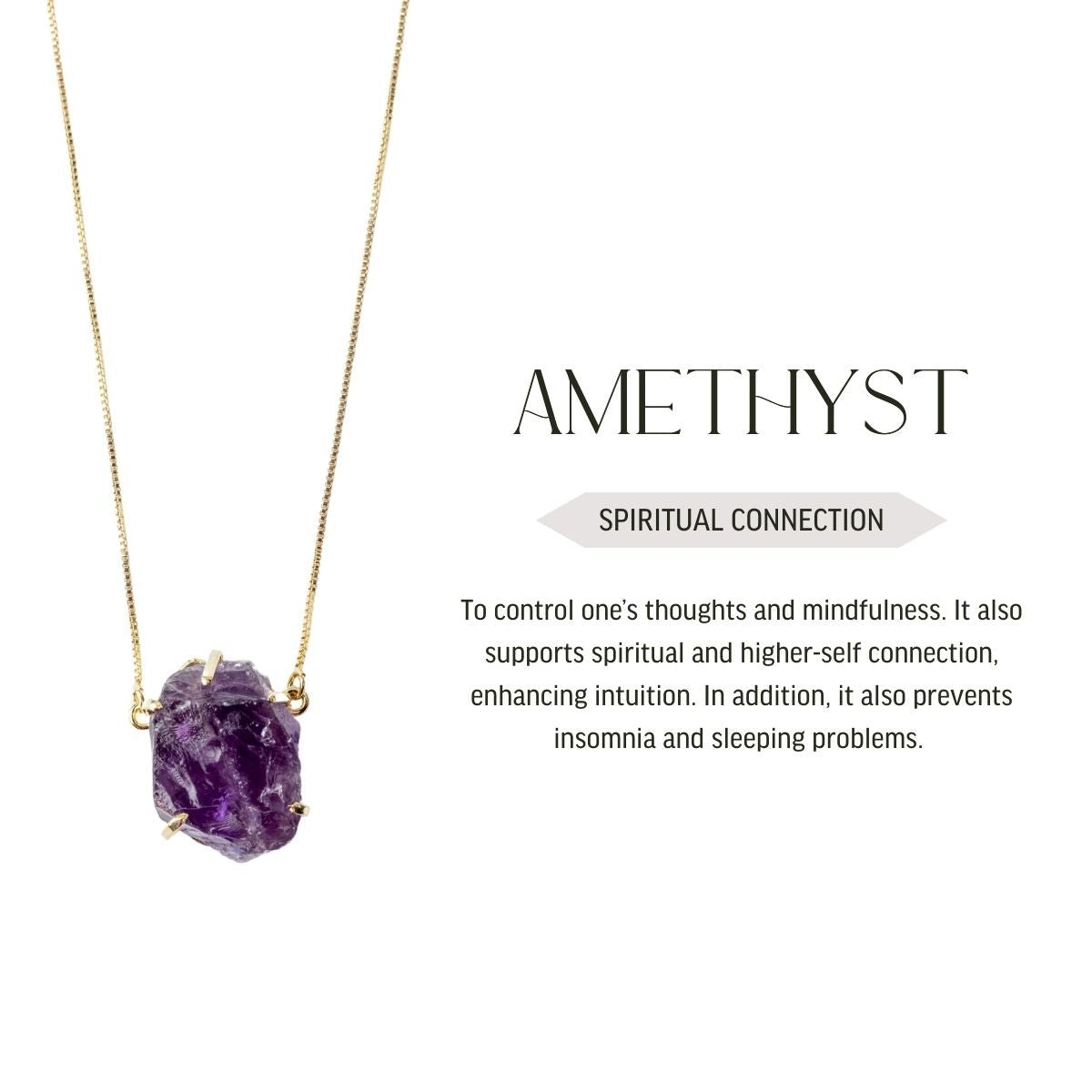 Big Amethyst - Lollipop Necklace - Gold Plated