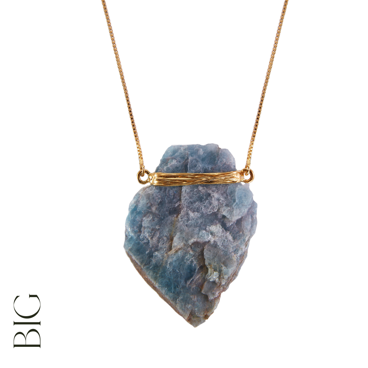 Aquamarine - Wrapped Necklace Raw - Gold Plated - L