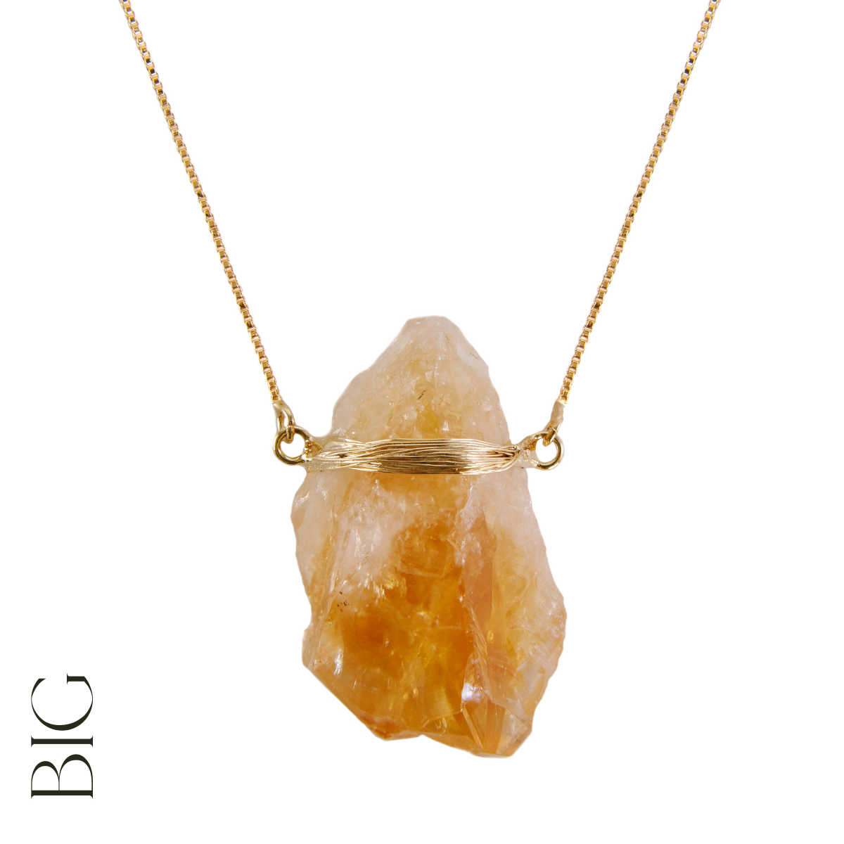 Citrine - Wrapped Raw Necklace - Gold Plated - L