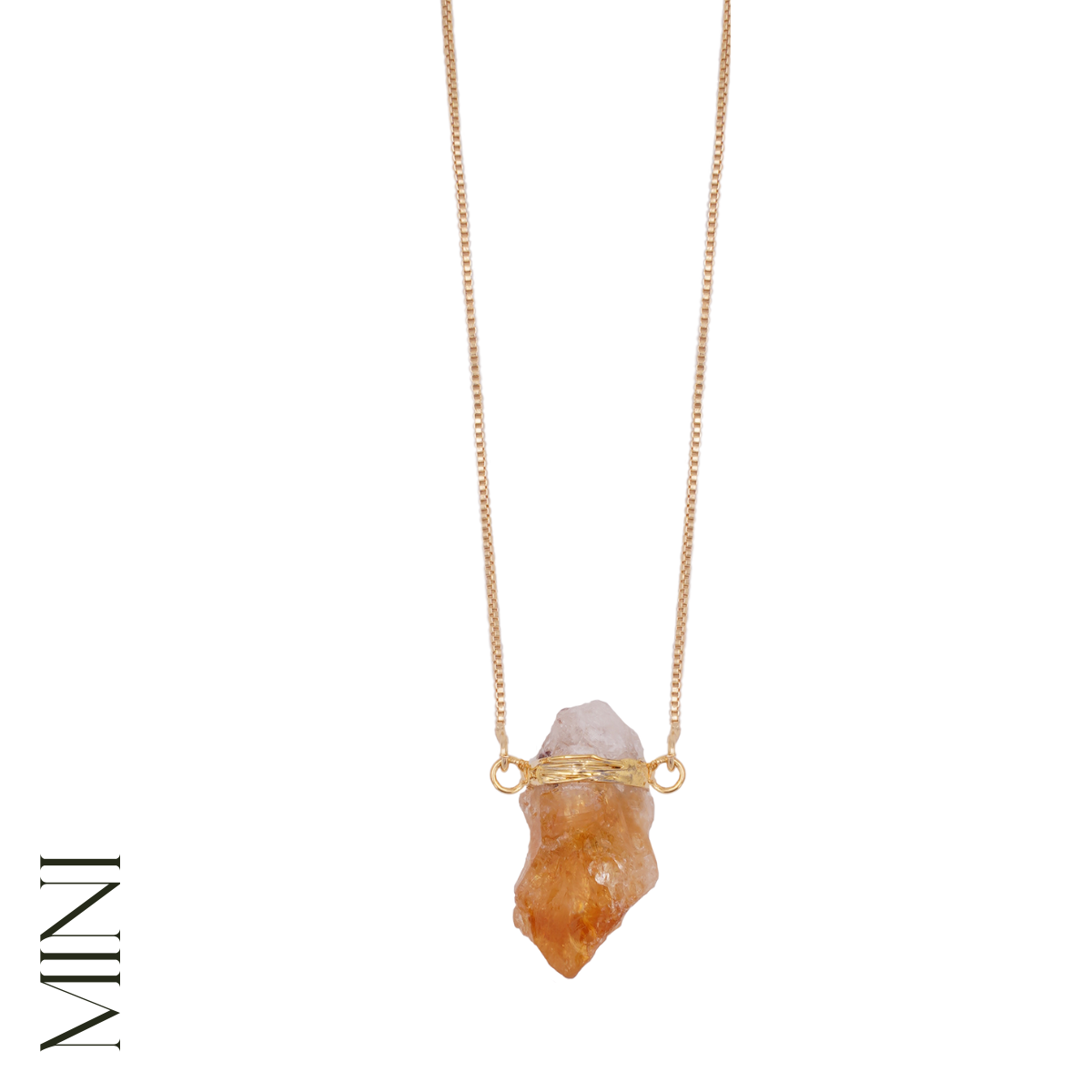 Citrine - Wrapped Necklace Raw - Gold Plated - S