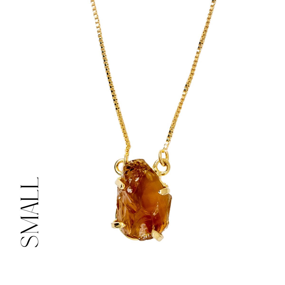 Small Citrine - Lollipop Necklace - 18K Gold Plated