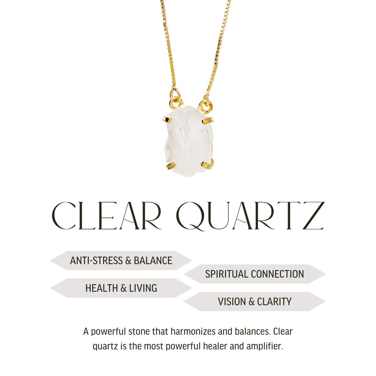 Small Clear Quartz - Lollipop Necklace - 18K Gold Plated