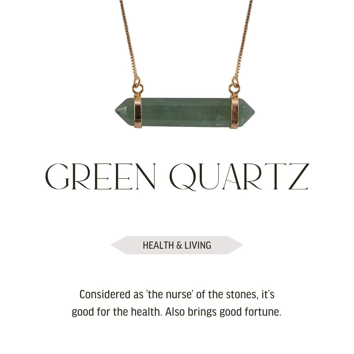 Green Quartz Two Points - Horizontal Necklace - 18k Gold Plated