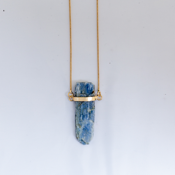 Raw Blue Kyanite - Gold Plated Necklace