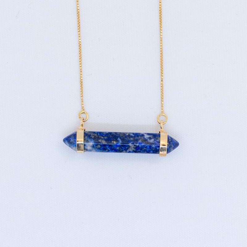 Two Points Necklace in Various Stones - Gold Plated