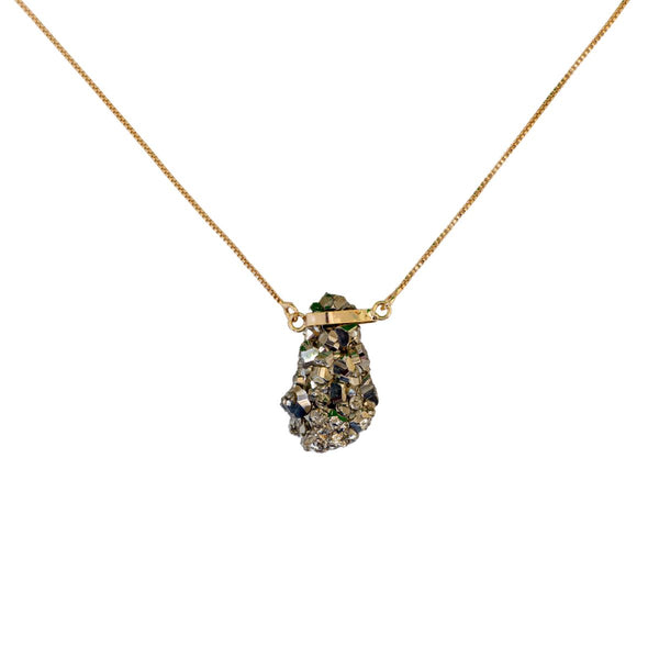 Pyrite Wrapped Necklace -  18k Gold Plated
