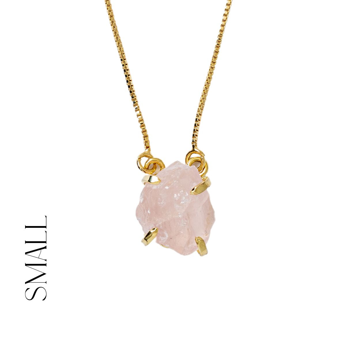 Small Rose Quartz - Lollipop Necklace - 18K Gold Plated