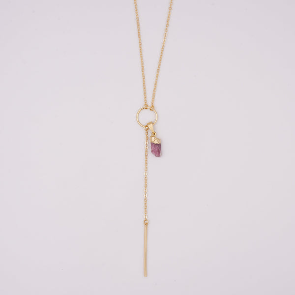 Necklace Pristine Pink Tourmaline  - 18k Gold Plated
