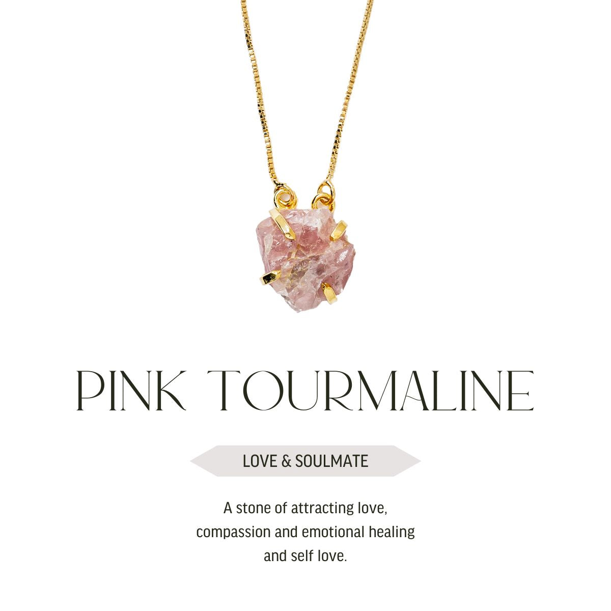 Small Pink Tourmaline - Lollipop Necklace - 18K Gold Plated