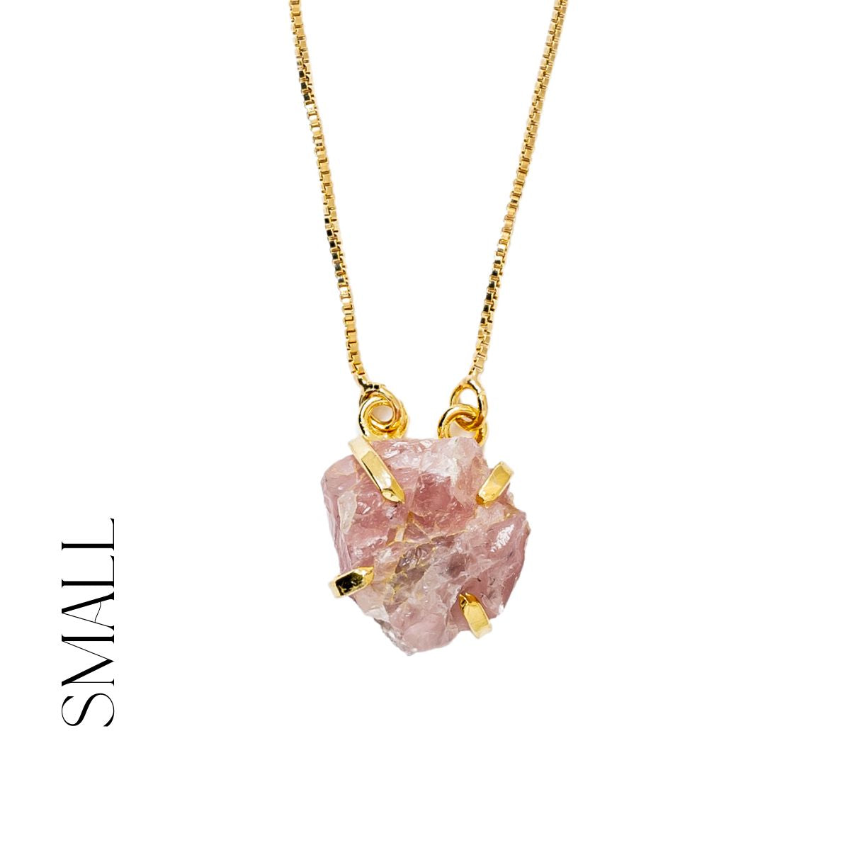 Small Pink Tourmaline - Lollipop Necklace - Gold Plated