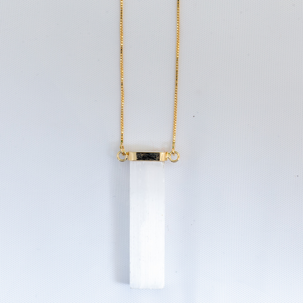 Selenite - Wrapped Necklace Raw - Gold Plated
