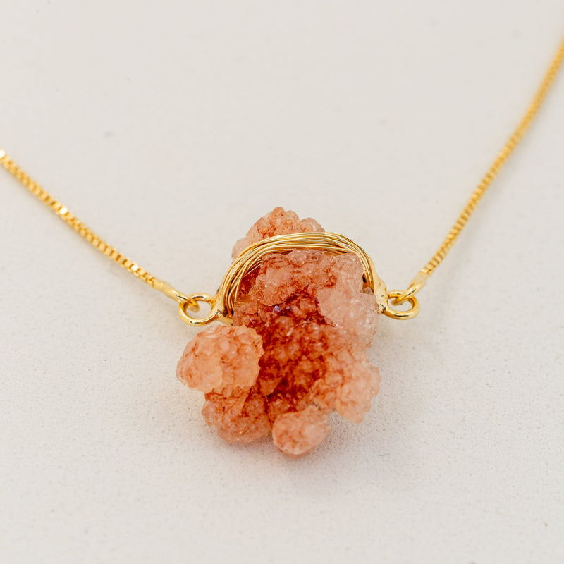 Raw Pink Amethyst - Gold Plated Necklace