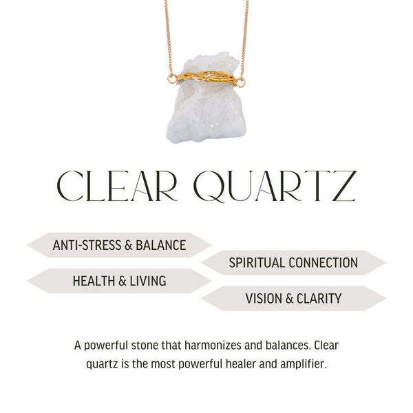 Clear Quartz - Wrapped Raw Necklace - Heavenly Heaven - Gold Plated